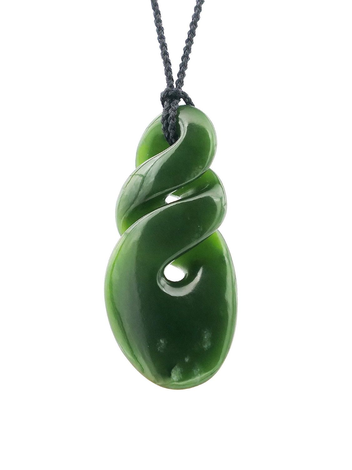 Moko Pounamu Double Pikorua (Twist) NZ Genuine Kawakawa Greenstone - Marokopa