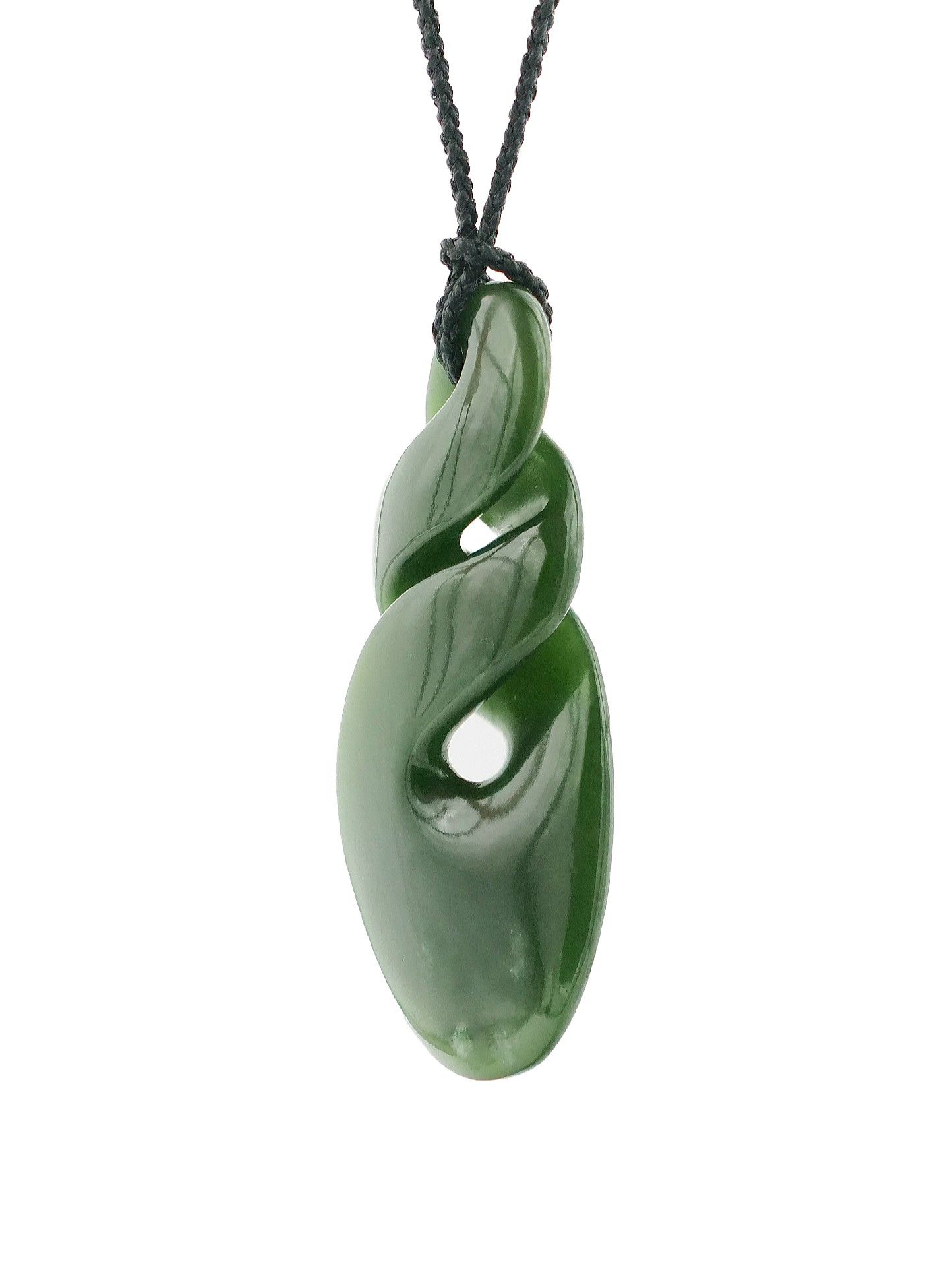 Moko Pounamu Double Pikorua (Twist) NZ Genuine Kawakawa Greenstone - Marokopa