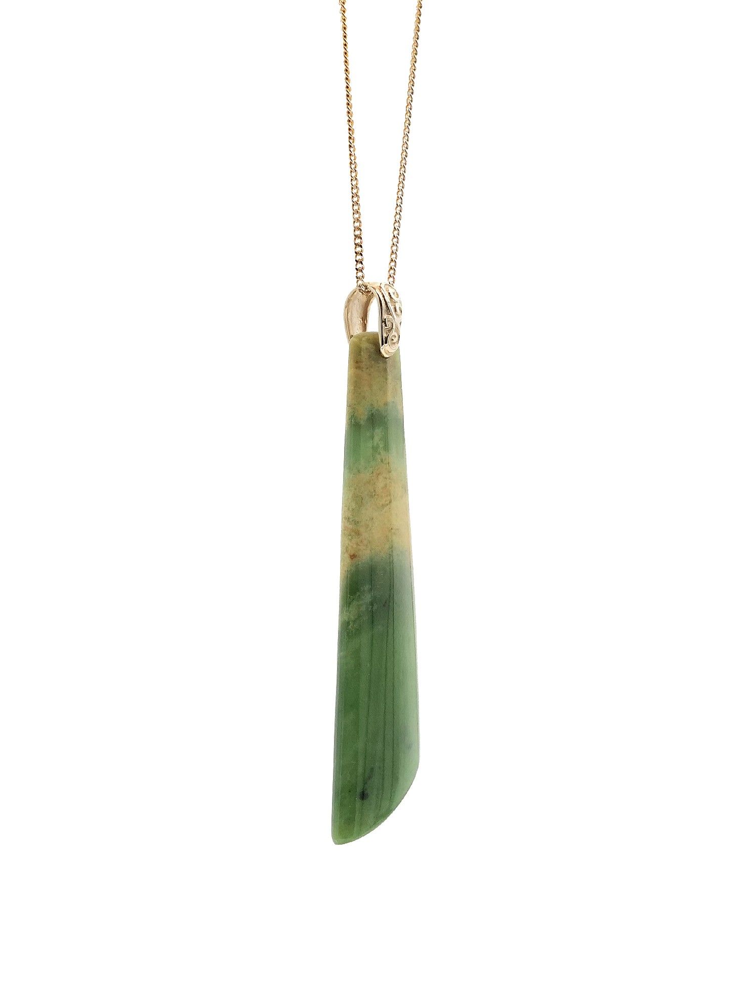 Moko Pounamu Kuru NZ Genuine Kahurangi Flower Greenstone 9ct Gold - Waimiha