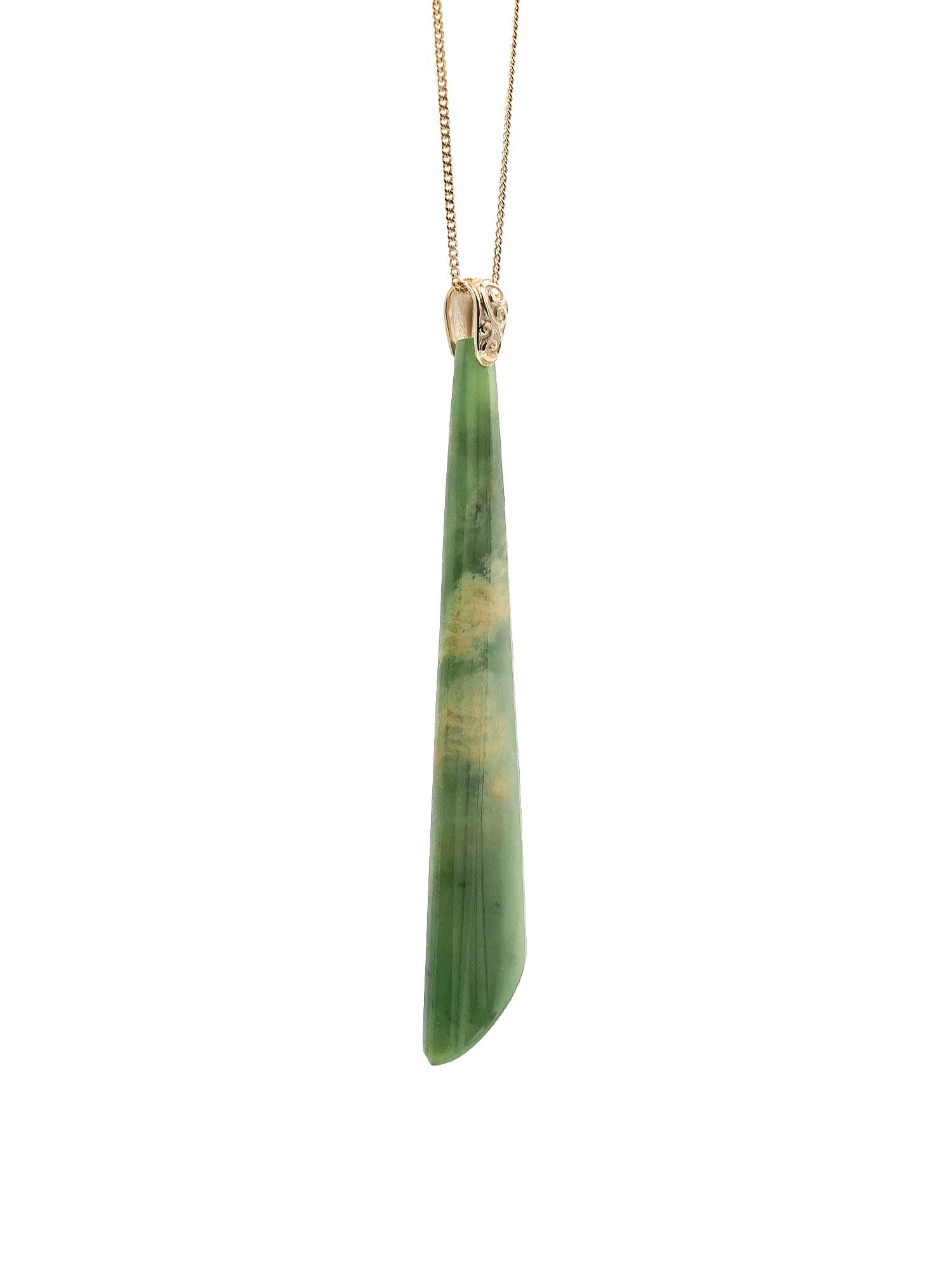Moko Pounamu Kuru NZ Genuine Kahurangi Flower Greenstone 9ct Gold - Ongarue