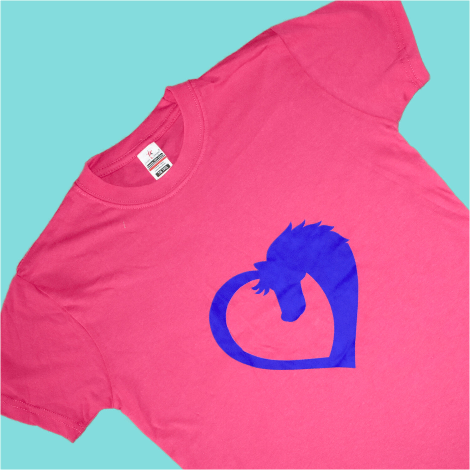 Horse in a heart (blue) -T-Shirt