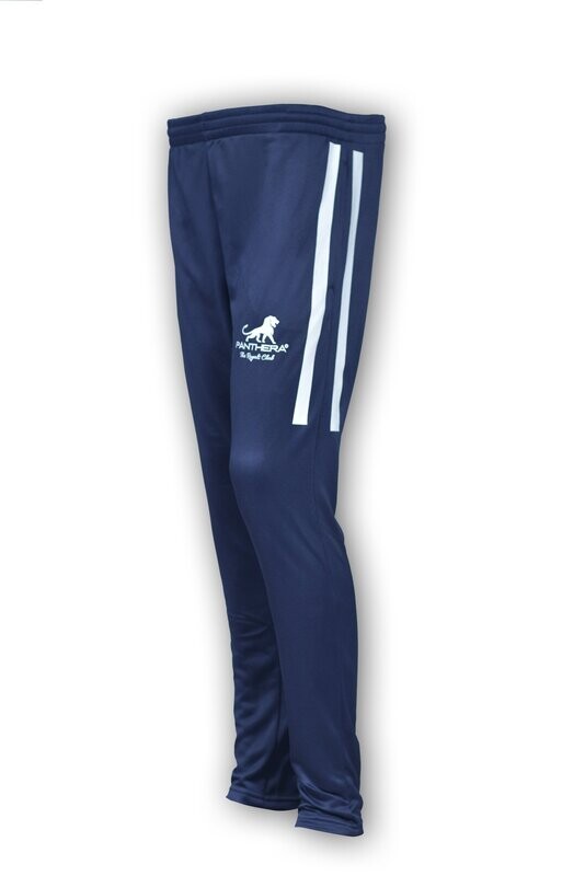 PANTHERA TERRY TROUSER 100% POLYESTER TERRY (100% DRY FIT) REVERSE ZIPPER, WIDE STRIPE, FLAT FIT BOTTOM.