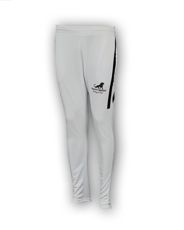 PANTHERA TERRY TROUSER 100% POLYESTER TERRY (100% DRY FIT) REVERSE ZIPPER, WIDE STRIPE, FLAT FIT BOTTOM.