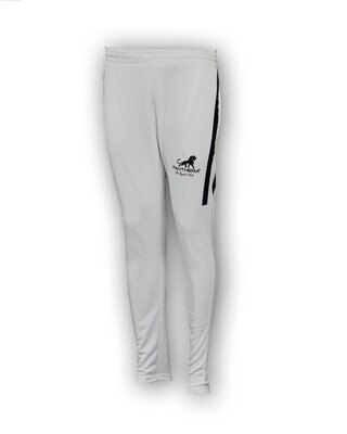 PANTHERA TERRY TROUSER 100% POLYESTER TERRY (100% DRY FIT) REVERSE ZIPPER, WIDE STRIPE, FLAT FIT BOTTOM.