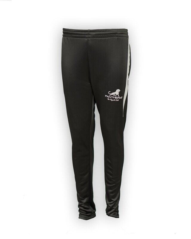 PANTHERA TERRY TROUSER 100% POLYESTER TERRY (100% DRY FIT) REVERSE ZIPPER, WIDE STRIPE, FLAT FIT BOTTOM.