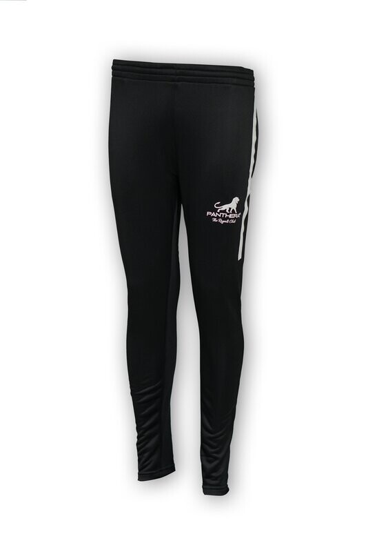 PANTHERA TERRY TROUSER 100% POLYESTER TERRY (100% DRY FIT) REVERSE ZIPPER, WIDE STRIPE, FLAT FIT BOTTOM.