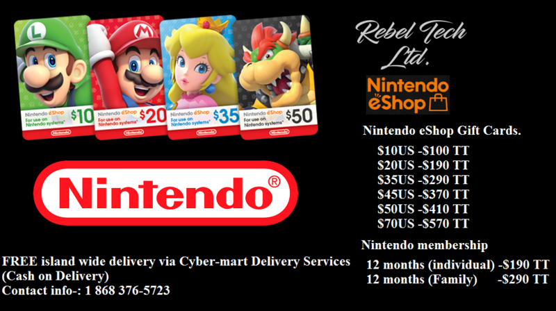 Nintendo eShop Gift Cards.