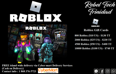 Roblox Gift Cards 800 Roblox - Rebel Tech Trinidad