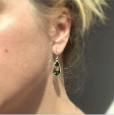 Green Ametrine Dangle Earrings