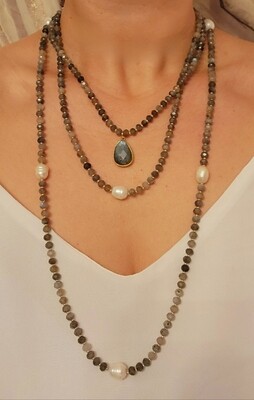 Labradorite and Pearls necklace.  3 Different styles