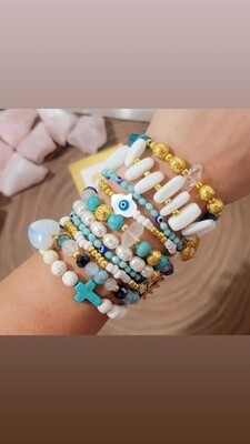 Believer stack energy crystals for good vives, amulets and faith bracelets.  Evil eye protection.