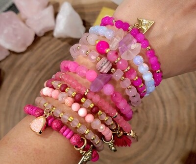 Valentine's heart bracelets  ♥Jade, agates, chalcedony, turquoise and rose quartz