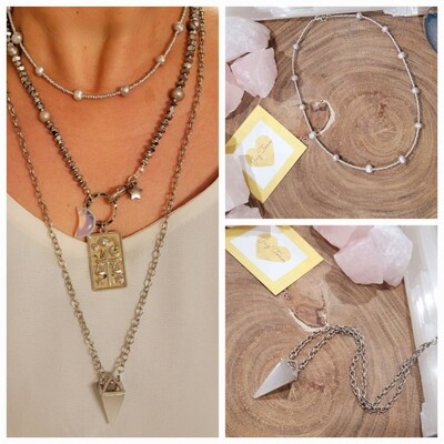 Pendulum quartz necklace with chain.