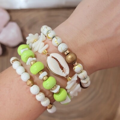Shells Bracelet Collection. Summer vibes, natural  beaded bracelets.