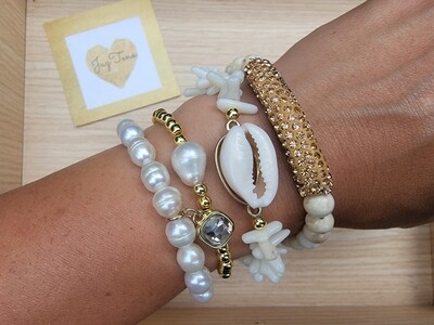 Amazonite gold and whites summer stack of 4