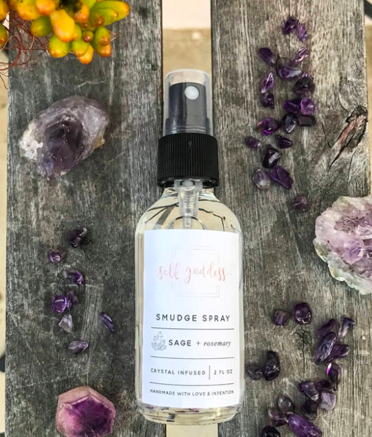 Crystal infused Sage and Rosemary Smudge Spray