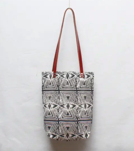 Optical Illusion Block Print Tote Bag Optical Illusion Block Print Tote Bag