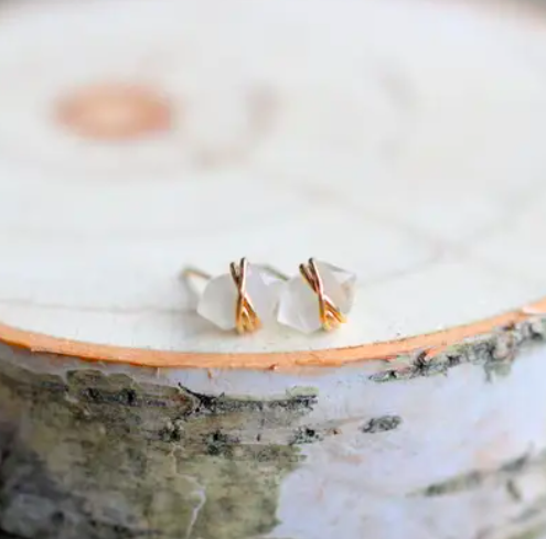Moonstone Pike Stud Earrings - 14k Gold Moonstone Pike Stud Earrings - 14k Gold