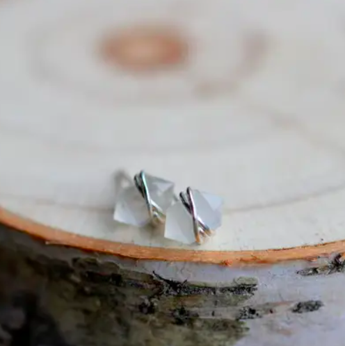 Moonstone Pike Stud Earrings - Sterling Silver Moonstone Pike Stud Earrings - Sterling Silver