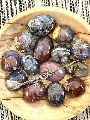 Violet Flame Agate Palm Stones