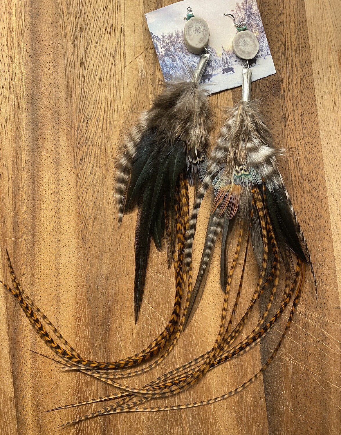 Ursa Minor Antler and Feather Earrings Ursa Minor Antler and Feather Earrings