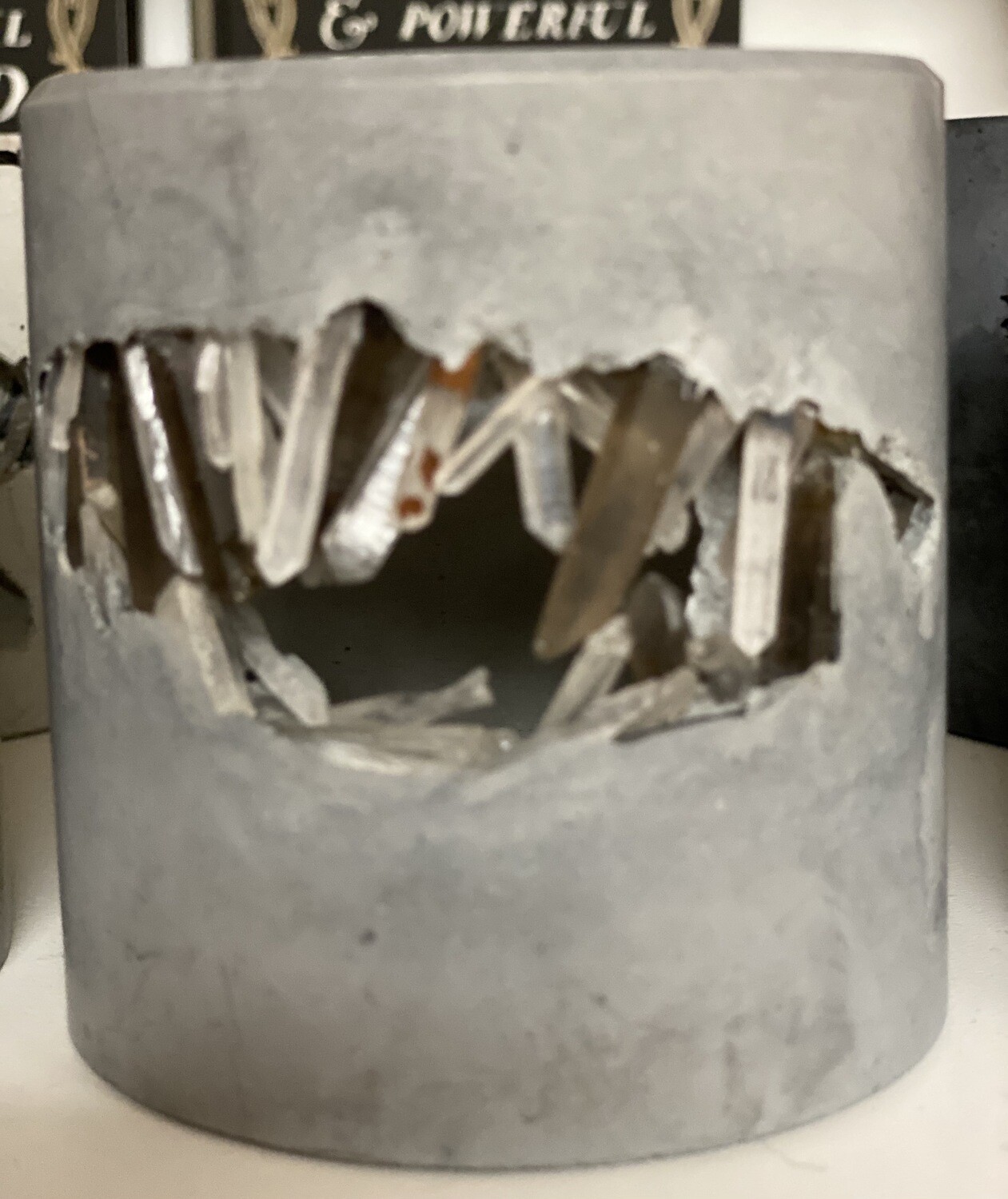 S|P Crystal Infused Concrete Votive Vessel S|P Crystal Infused Concrete Votive Vessel
