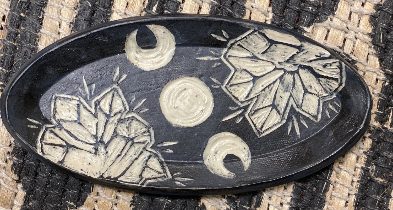 Handcrafted Moon/Crystal Phase Smudge Dish -  by Dry Creek Studio
