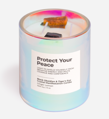 Protect Your Peace - Black Obsidian + Tiger's Eye Manifestation Candle