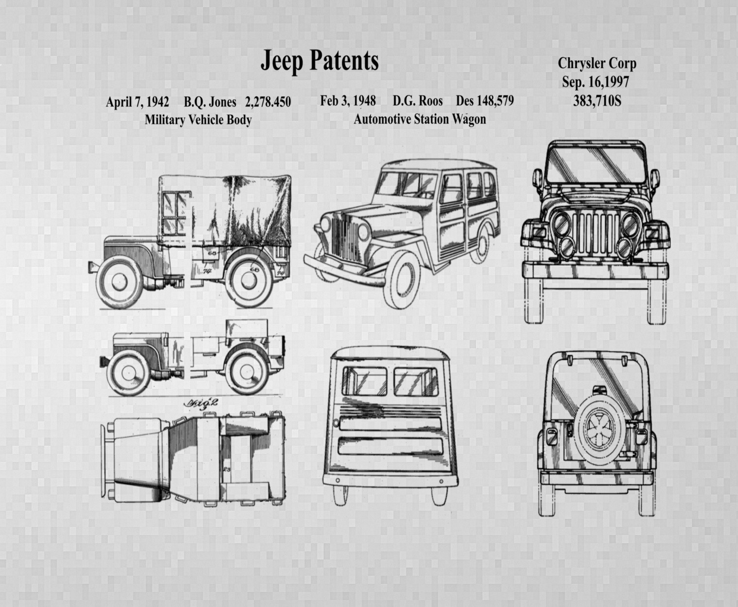 Jeep Collage Patent Print - 8x10 Unframed