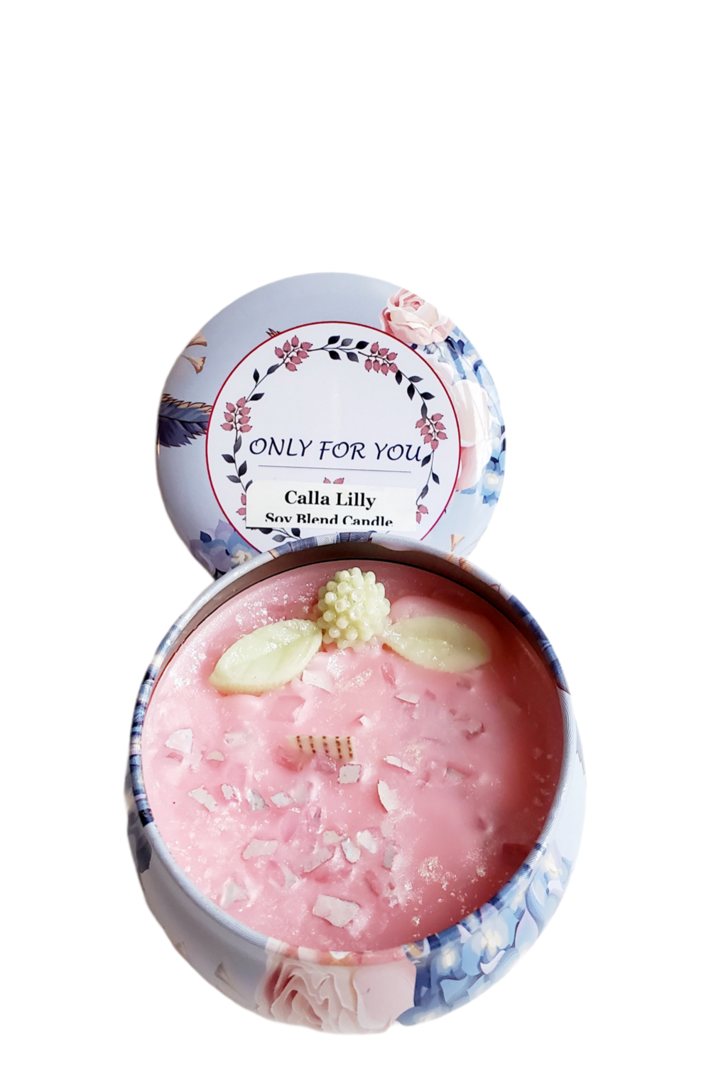 Soy Calla Lilly Tin Candle with Ribbon Wick Soy Calla Lilly Tin Candle with Ribbon Wick