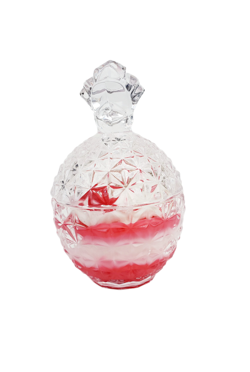 Peppermint Soy Candle with Ribbon Wick in Clear Glass Pineapple Container