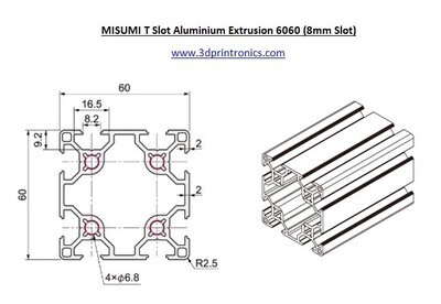 MISUMI T Slot Aluminium Extrusion 6060 (8mm)