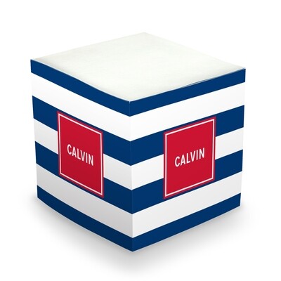 Awning Stripe Navy Memo Cube