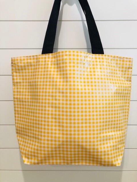 Oilcloth  ZIPPERED Tote, Tote Pattern: Yellow Gingham