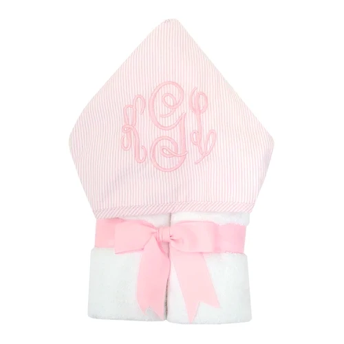 Hooded Towel Pink Seersucker
