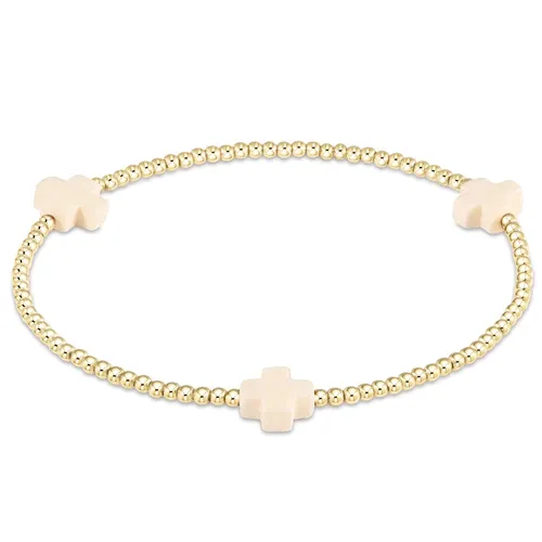 Signature Cross ADULT Bead Bracelet, Cross Color: Off White