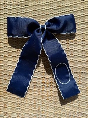 Initial Navy Ribbon Hair Clip