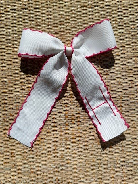 Initial White Ribbon Hair Clip