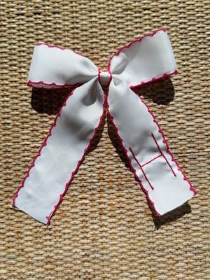 Initial White Ribbon Hair Clip
