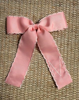 Initial Pink Ribbon Hair Clip