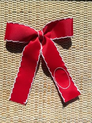 Initial Red Ribbon Hair Clip
