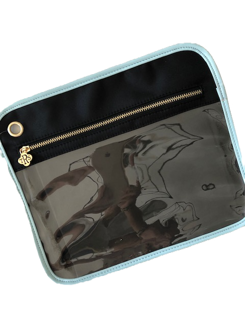 Clear Organized Pouch, Pouch Color: Aqua on Black