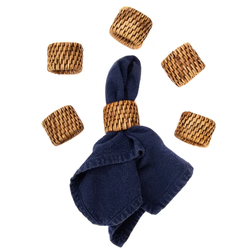 Rattan Oval Napkin Ring Set of 6