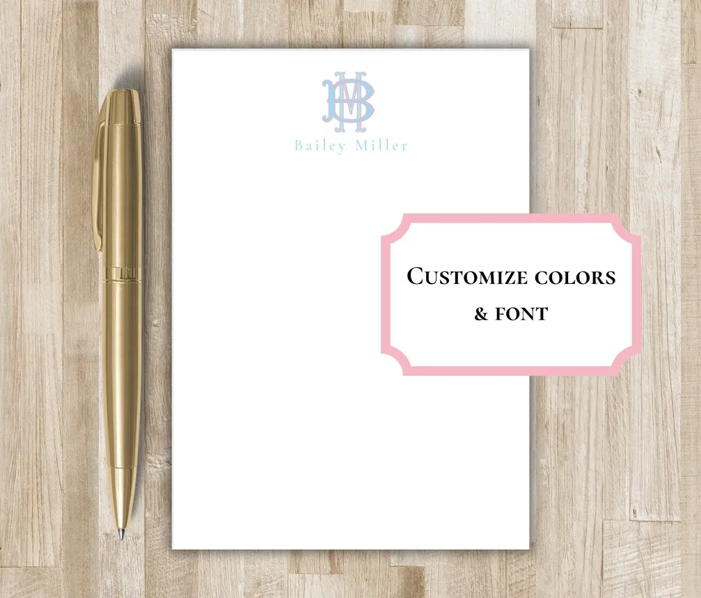 Elegant Monogram Note Pads Set of 2