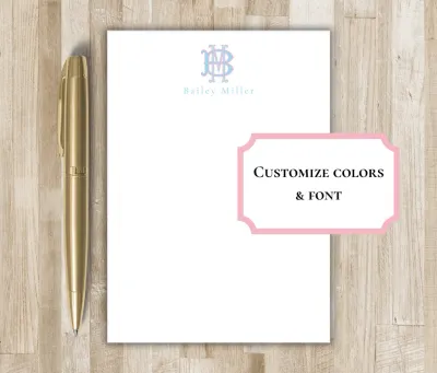 Elegant Monogram Note Pads Set of 2