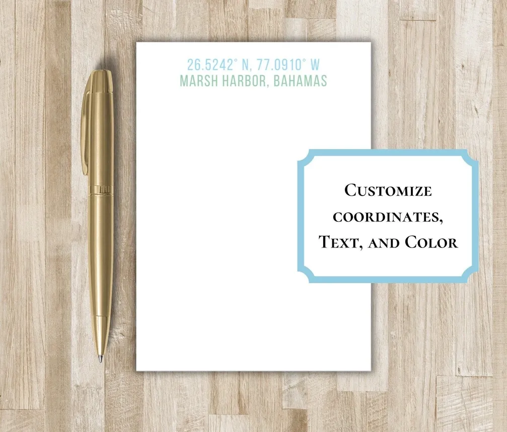 Longitude Latitude Note Pads Set of 2