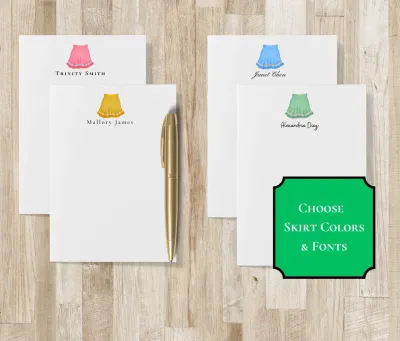 Personalized Tennis Skirt Note Pads Set of 2