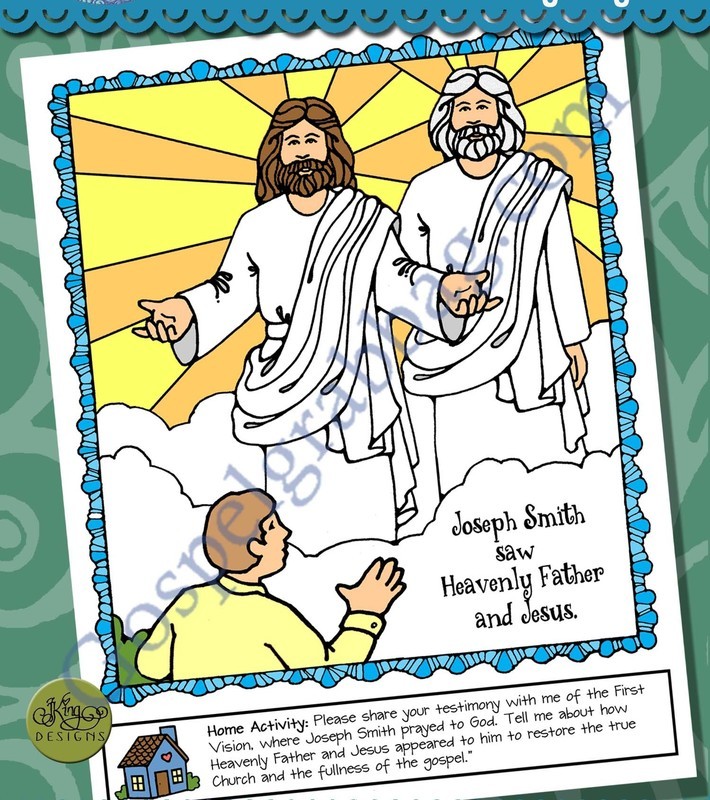 Heavenly Father and Jesus Appeared to Joseph Smith (First Vision) poster or coloring page