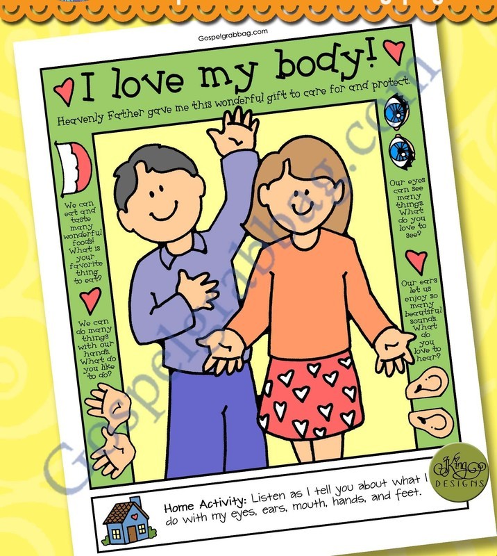I Love My Body poster or coloring page