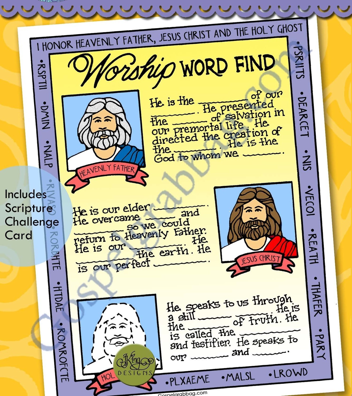 Honor Heavenly Father, Jesus Christ and the Holy Ghost - Worship Word Find